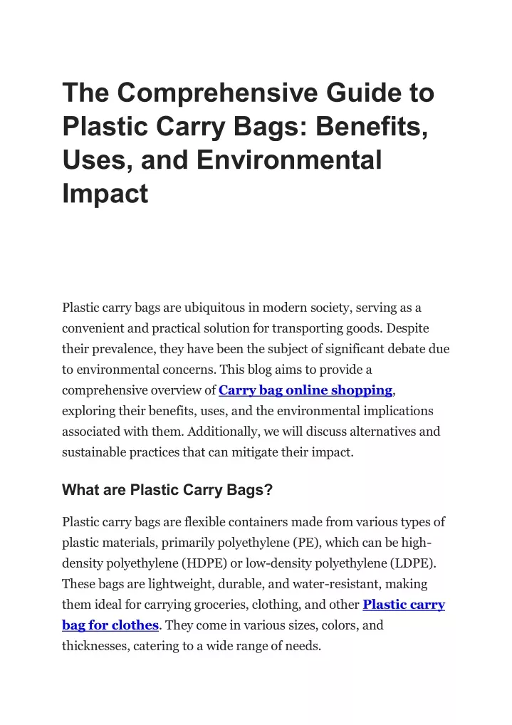 the comprehensive guide to plastic carry bags