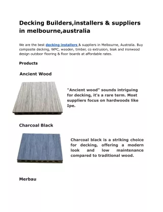 Decking Builders,installers & suppliers in melbourne,australia