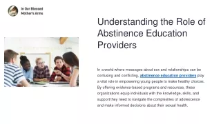 Understanding the Role of Abstinence Education Providers