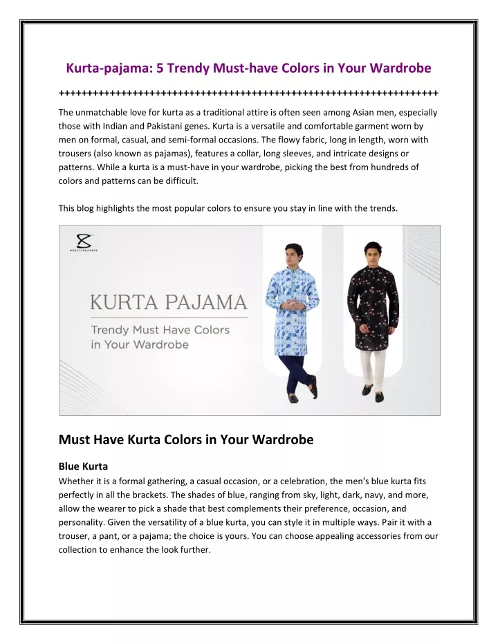 kurta pajama 5 trendy must have colors in your