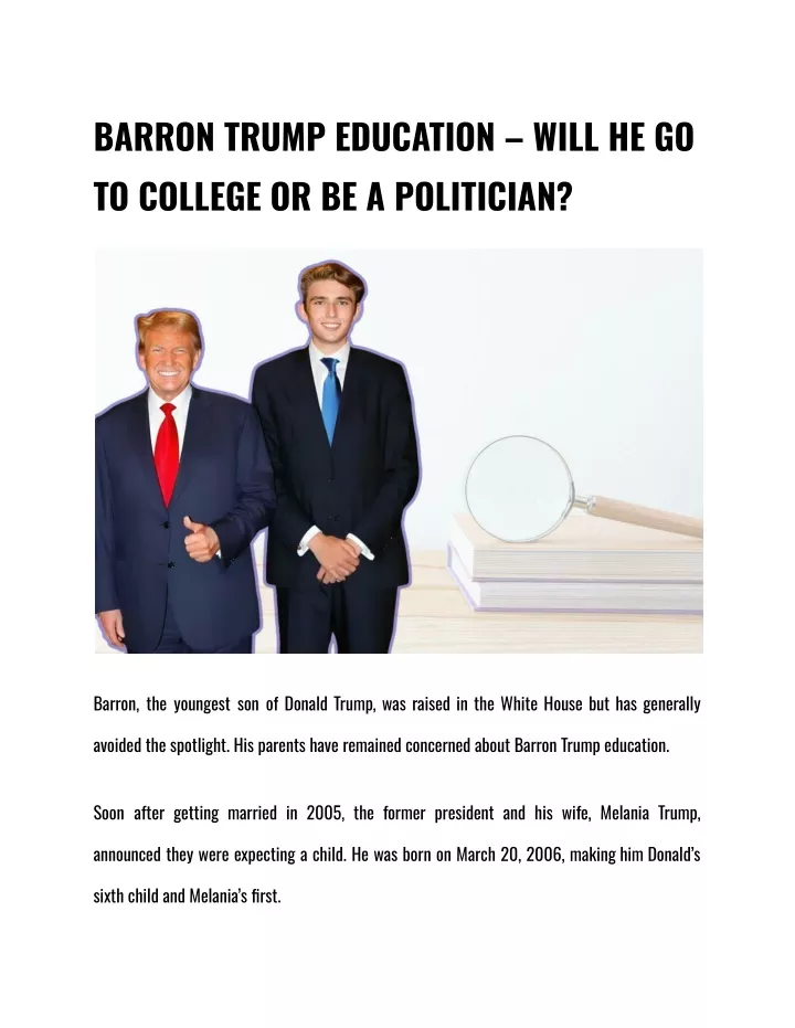 barron trump education will he go to college