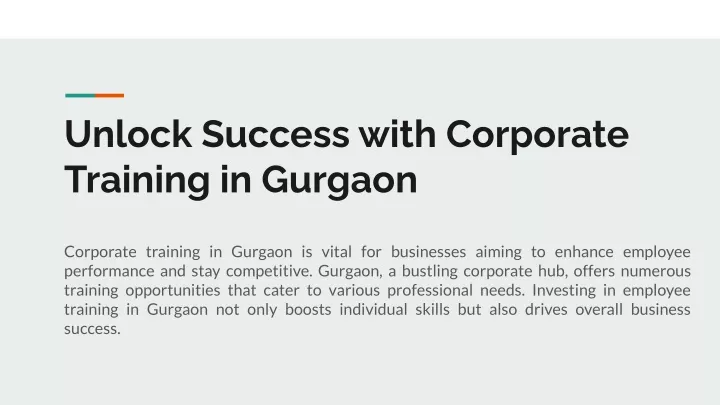 unlock success with corporate training in gurgaon