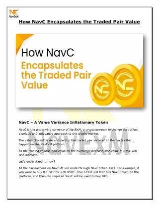 How NavC Encapsulates the Traded Pair Value