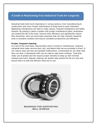 a guide to maintaining your industrial tools