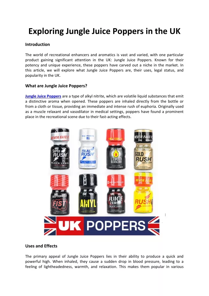 exploring jungle juice poppers in the uk