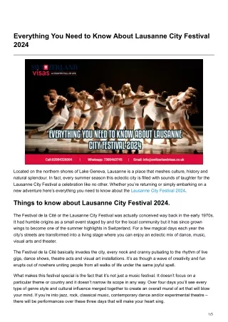 Everything You Need to Know About Lausanne City Festival 2024