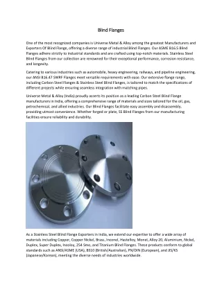 Blind Flange Manufacturers in India