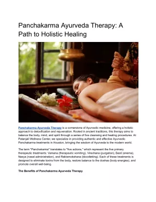 Panchakarma Ayurveda Therapy_ A Path to Holistic Healing