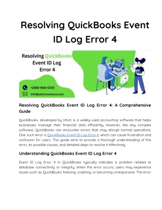 resolving quickbooks event id log error 4