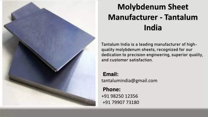 molybdenum sheet manufacturer tantalum india