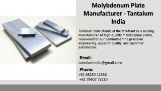 Molybdenum plate Manufacturer - Tantalum India