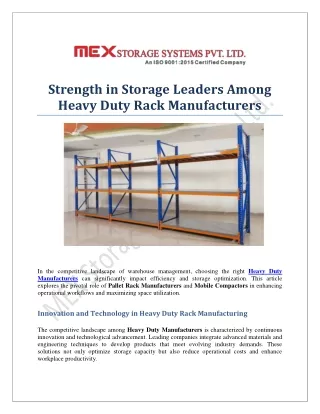 Strength in Storage Leaders Among Heavy Duty Rack Manufacturers