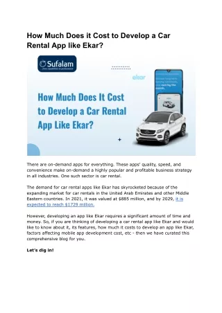 cost to develop a car rental app like Ekar