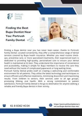 Finding the Best Bupa Dentist Near You: Portrush Family Dental