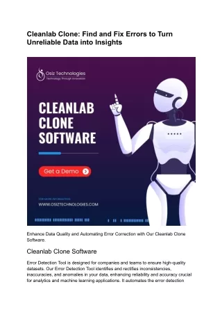 Cleanlab Clone: Find and Fix Errors to Turn Unreliable Data into Insights