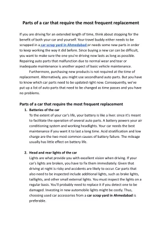 Parts of a car that require the most frequent replacement