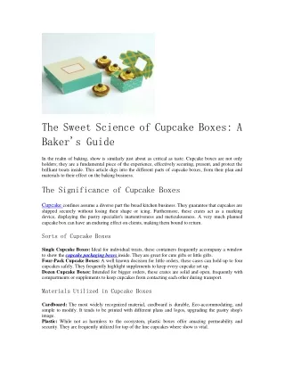 The Sweet Science of Cupcake Boxes: A Baker's Guide