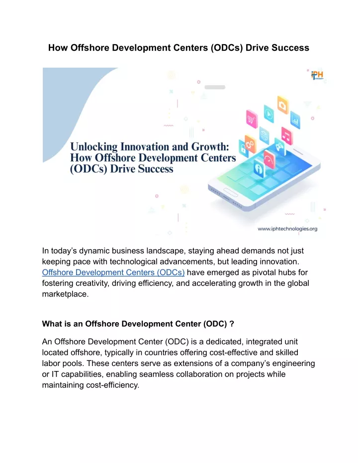 how offshore development centers odcs drive