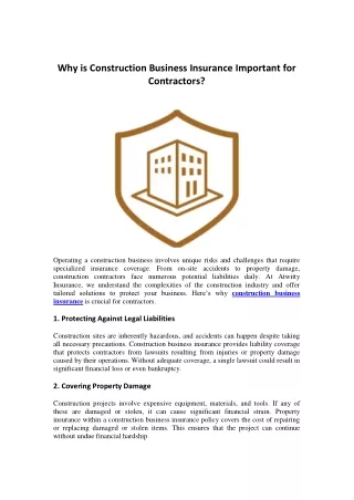 Why is Construction Business Insurance Important for Contractors?