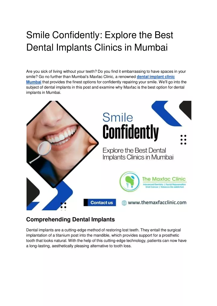 smile confidently explore the best dental implants clinics in mumbai