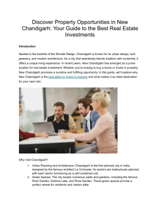 Discover Property Opportunities in New Chandigarh