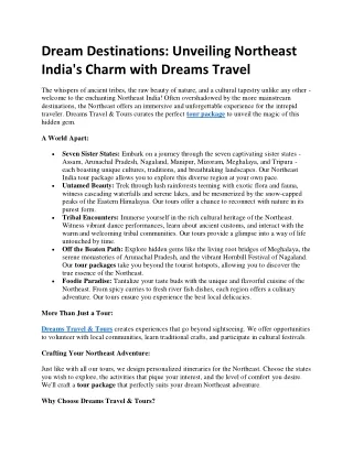 Dream Destinations Unveiling Northeast India