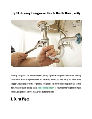 Top 10 Plumbing Emergencies_ How to Handle Them Quickly