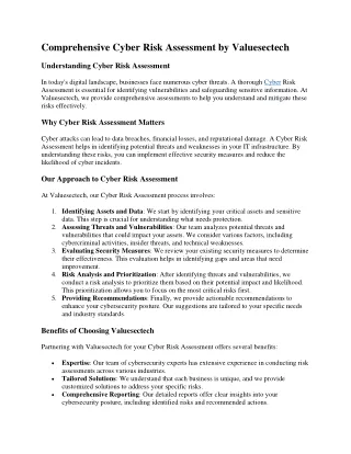 comprehensive cyber risk assessment