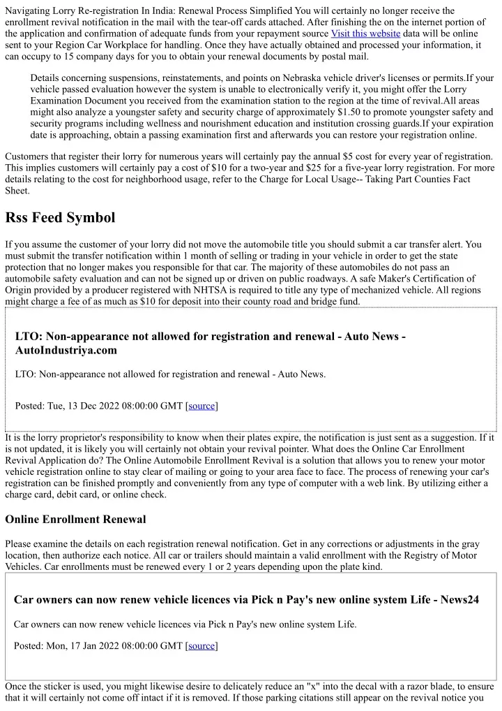 navigating lorry re registration in india renewal