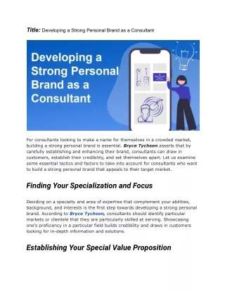 Developing a Strong Personal Brand as a Consultant