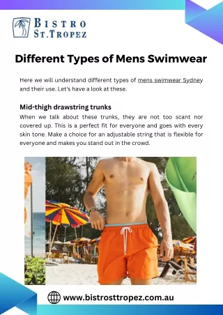 Different Types of Mens Swimwear