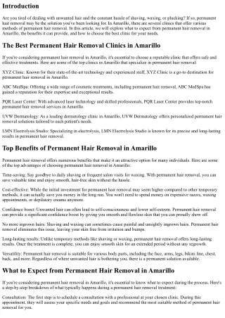 What to Foresee from Long lasting Hair Removal in Amarillo