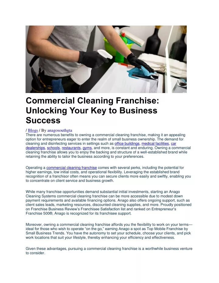 commercial cleaning franchise unlocking your