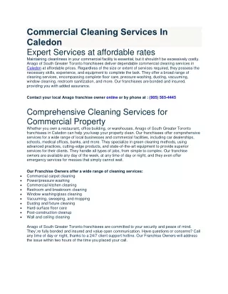 Commercial Cleaning Services In Caledon