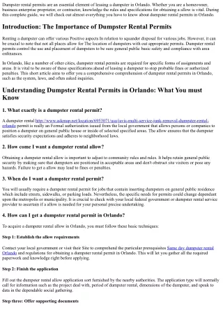 dumpster rental permits are an essential element