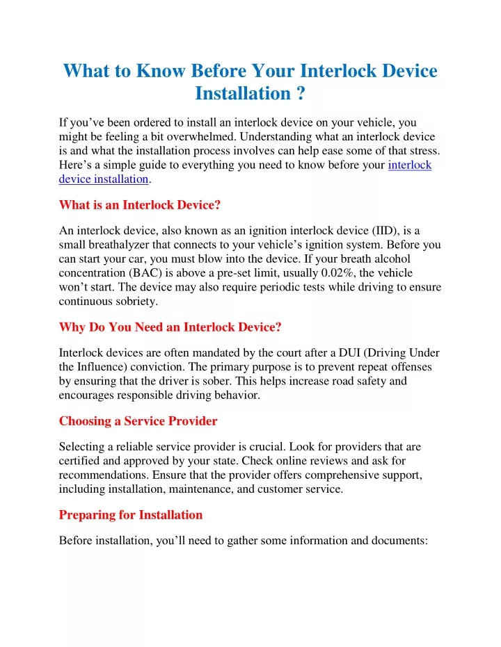 what to know before your interlock device