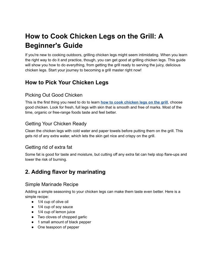 how to cook chicken legs on the grill a beginner