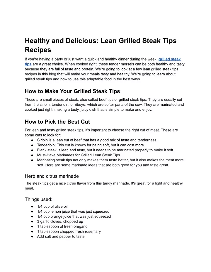 healthy and delicious lean grilled steak tips