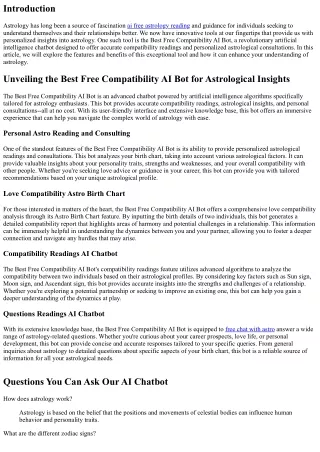 Unveiling the Best Free Compatibility AI Bot for Astrological Insights