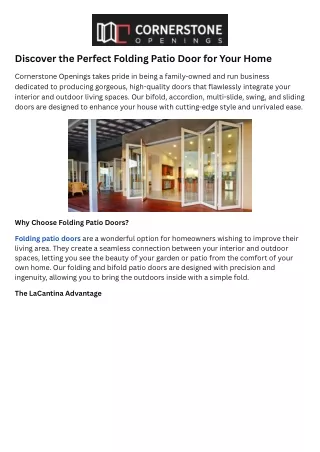 Discover the Perfect Folding Patio Door for Your Home