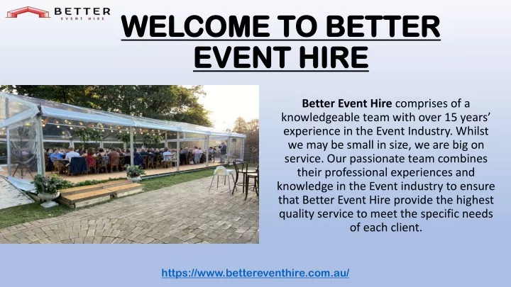 welcome to better event hire