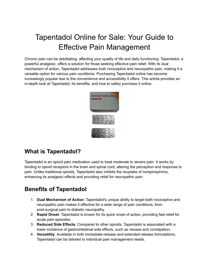 tapentadol online for sale your guide