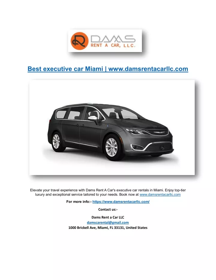 best executive car miami www damsrentacarllc com