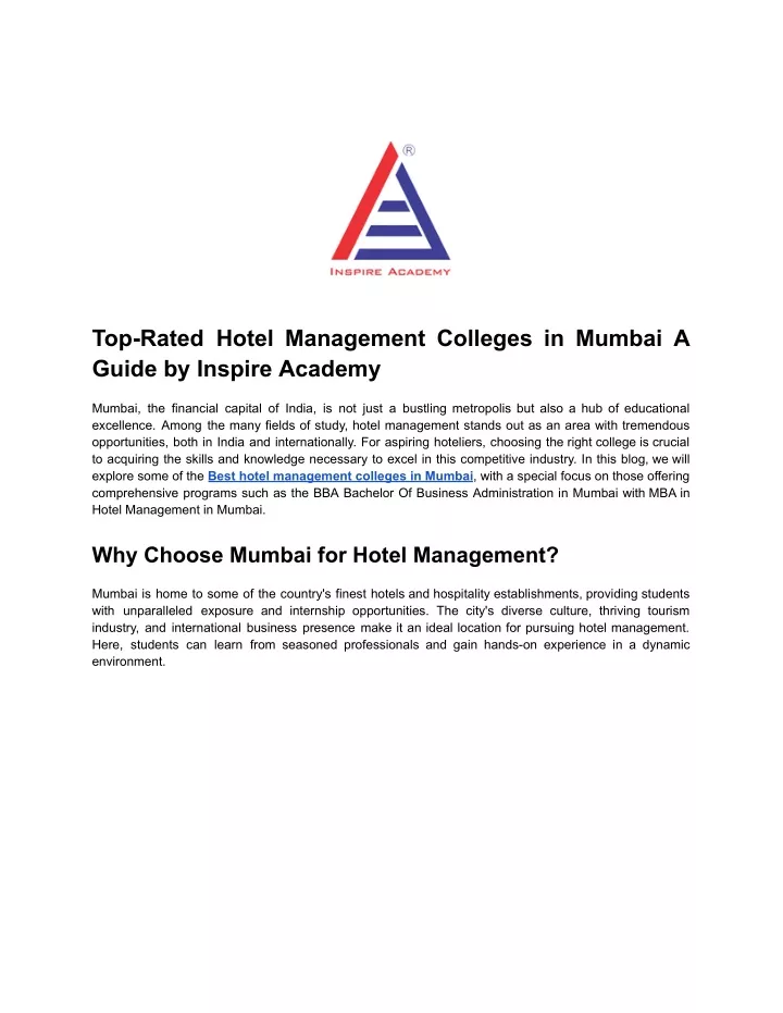 top rated hotel management colleges in mumbai