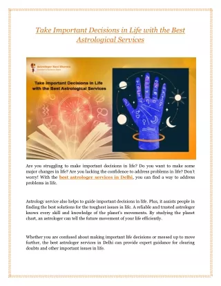 Take Important Decisions in Life with the Best Astrological Services