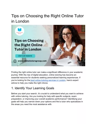tips on choosing the right online tutor in london