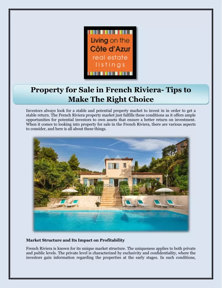 property for sale in french riviera tips to make