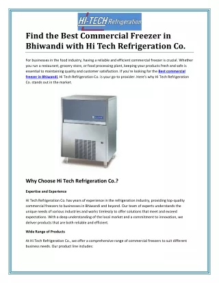 Best Commercial Freezer in Bhiwandi for Cold Storage Solutions