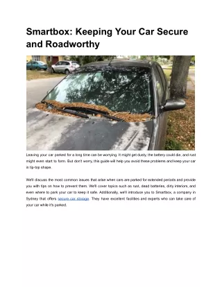 Smartbox:  Keeping Your Car Secure and Roadworthy
