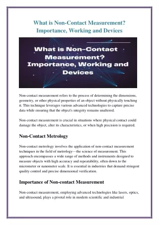 What Is Non-Contact Measurement? Importance, Working And Devices